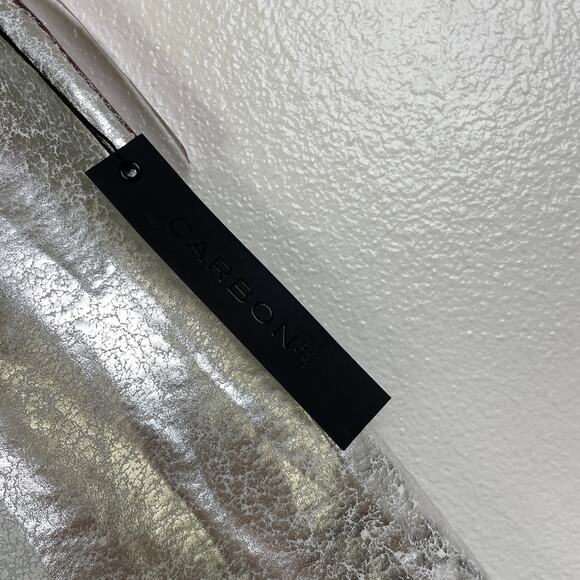 Carbon 38 Crackle Foil 7/8 Leggings Medium Womens Silver Metallic Gym Workout - Picture 6 of 9